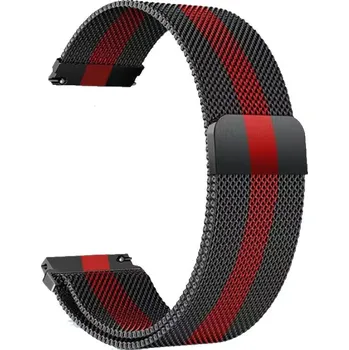 Příslušenství k chytrým hodinkám Madvell Kovový Milanese řemínek černá s červeným pruhem 22mm