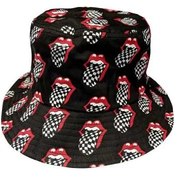 Čepice Merch The Rolling Stones: The Rolling Stones Unisex Bucket Hat: Checker Tongue Pattern (small/medium) Small/Medium