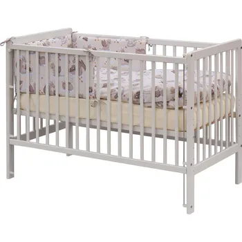 Dětská postýlka Scarlett Postýlka bílá borovice 120 x 60 cm s kompletní výbavou Dino Béžová