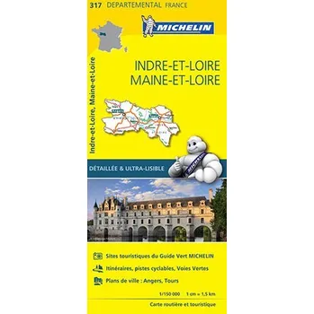 Kniha Michelin mapa Indre-et-Loire,Maine-et-Loire 1:150 t.