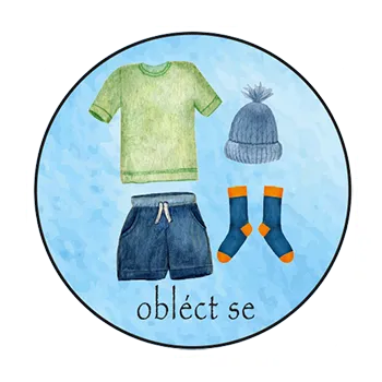 magnetka pro dítě Magnetka pro děti – Obléct se, ručně malovaná, 37 mm