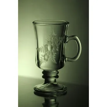 sklenice na kávu nebo latte 2ks venezia s rytinou květin - ručně ryté (broušené), dárková krabička