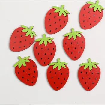 Party dekorace Dřevěné dekorace, jahody, samolepící, 33x48mm, 8ks/bal.