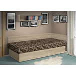 Nabytekmorava Válenda s úložným prostorem Junior 200x80 cm, s čelem barva lamina: dub sonoma, Barva potahu: Mega 047 hnědá