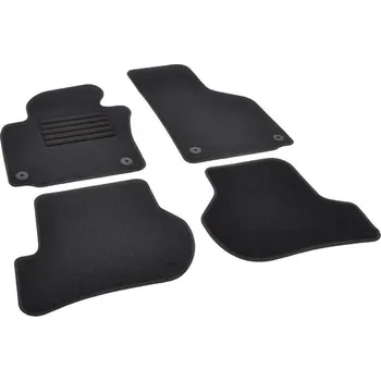 autokoberec Autokoberce textilní přesné černé / černé obšití - Škoda Octavia II (Typ 1Z) (2004-2013) 4x kulatá fixace koberců 5-sedadel