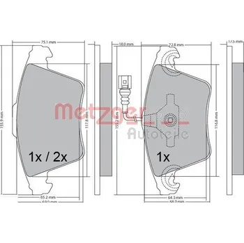 Brzdová destička Sada brzdových destiček, kotoučová brzda METZGER 1170422