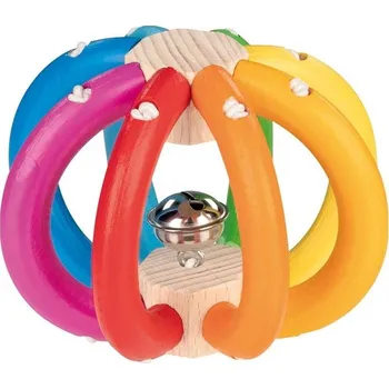 Chrastítko - Elastické, Míč duhový s rolničkou (Goki)