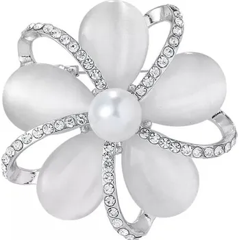 Brož Amparo Miranda® Brož Perleťový květ Silver