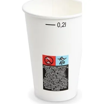 Jednorázové nádobí Papírový kelímek bílý, s cejchem 0,2L (PAP-FSC Mix/PE) prům.70mm [50 ks]