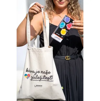 Dárkový potravinový koš Penerini coffee Plátěná taška PENERINI s kávovým motivem