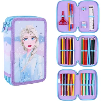 Penál Třípatrový školní penál Frozen, pouzdro Elsa