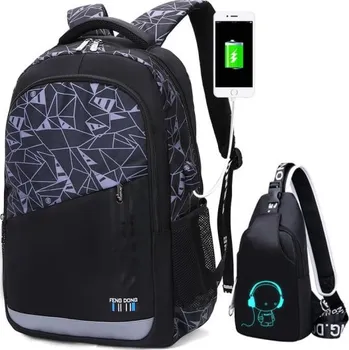 Komplet Feng Dong (batoh + taška přes rameno) Barva: jet black