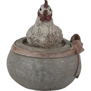 Vánoční ozdoba Závěsná dekorace slepička na misce s mašlí – 6x5x6 cm