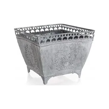 Květináč HOME DECOR Květináč plechový čtvercový RUSTICAL 15 x 15 x 10 cm