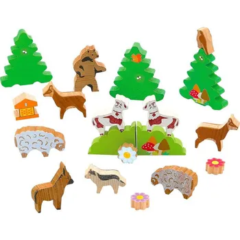 Hračka pro nejmenší Jeujura Dřevěné figurky ke stavebnicím Zvířátka z hor 19 dílů