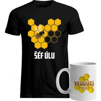 Žertovný předmět Komplet pro pro včelaře - Šéf úlu / Vedoucí úlu - tričko a hrnek s potiskem- Tričkový.cz