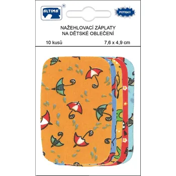 Nažehlovací záplaty s potiskem malé 10 ks - deštníky oranžové + mix