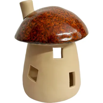 Domeček keramický - houba, hnědá, 13 x 8,5 cm,