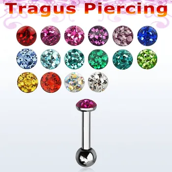 Piercing Piercingate Činka do ucha s krystaly PNC00141 - Barva/Motiv: Duhová, Délka tyčky: 6 mm, Průměr tyčky: 1,2 mm