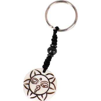 Kostěný přívěsek na klíče Buddhovy oči v lotosovém květu Bílý