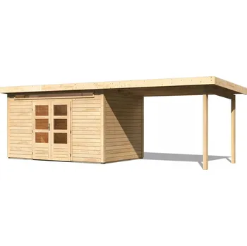 Zahradní domek LANIT PLAST Dřevěný domek KARIBU KANDERN 7 + přístavek 320 cm (83003) natur LG3623