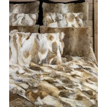 Přehoz na lůžko Pléd / přehoz z králičí kůže Rabbi hnědá mix - 130*180*2cm