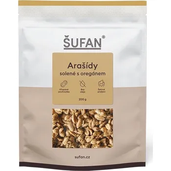 Potravina Arašídy pražené solené s oregánem 200g, Šufan