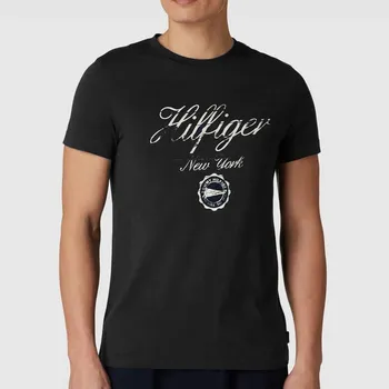 Pánské tričko Pánské černé triko Tommy Hilfiger - Velikost S, Barva Černá 53994 MW0MW30040