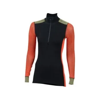 Dámské tričko Aclima WoolNet Hiking Mock Neck shirt Women Jet Black/Poinciana/Capulet černá S