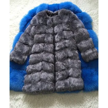 Dámská bunda Prošívaný dlouhý kožich zimní bunda s 3/4 rukávy Barva: Stříbrná, Velikost: S