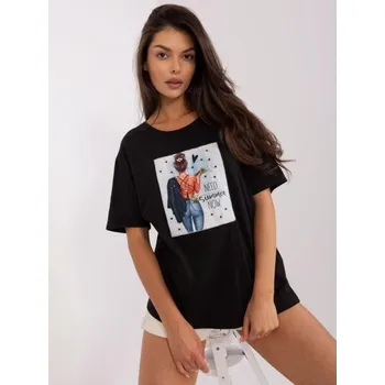 Dámské tričko volného střihu s potiskem EMILIE černé
