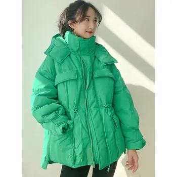 Dámská parka Oversize zimní bunda s teplou podšívkou Barva: Zelená, Velikost: S