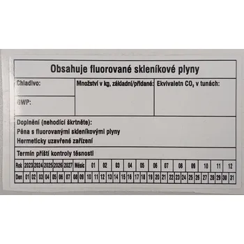 Štítek - Obsahuje F-plyny