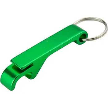 Přívěšek otvírák kovový, včetně kroužku na klíče zelená