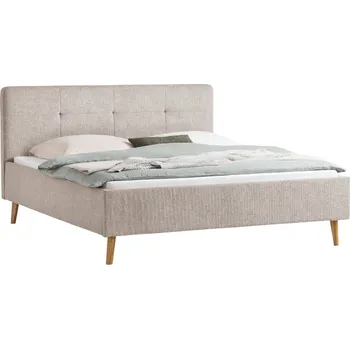 Postel Béžová čalouněná dvoulůžková postel Meise Möbel Smart 180 x 200 cm