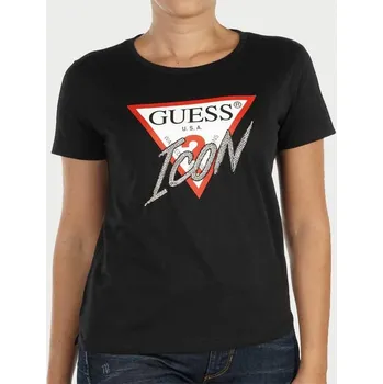 Dámské tričko Dámské černé triko Guess - Velikost M, Barva Černá 25952 W1YI0YI3Z00