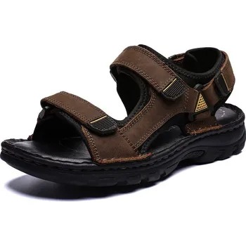 Dámské sandále Pánské sandály kožené s pásky a natahovací šňůrkou Barva: Hnědá, Velikost: 41