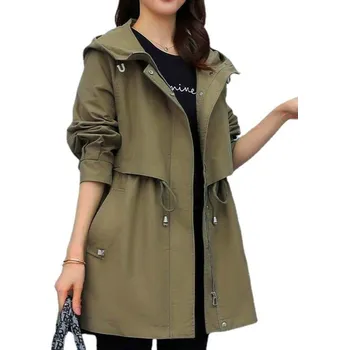 Dámský kabát Dámský jarní/podzimní krátký kabátek (parka) Barva: zelená, Velikost: XXXL