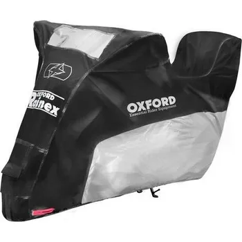 Plachta na motorové vozidlo Plachta na motorku Rainex model s prostorem na kufr, OXFORD (černá/stříbrná) XL