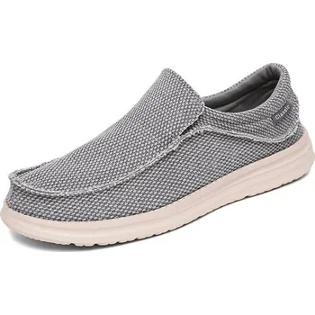 Pánské mokasíny Prodyšné plátěné mokasíny pánské canvas nasazovací boty Barva: Šedá, Velikost: 41
