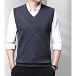 Pánská pletená vesta typu svetr bez rukávů se vzorem Barva: Tmavě Šedá, Velikost: L