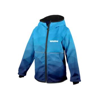 Dětská softshellová bunda Wamu s fleecem Mozaika - modrá velikost 128-134