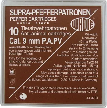 Příslušenství pro sportovní střelbu Wadie Plynové náboje PV-S 9mm pistole 10ks Supra Pepper