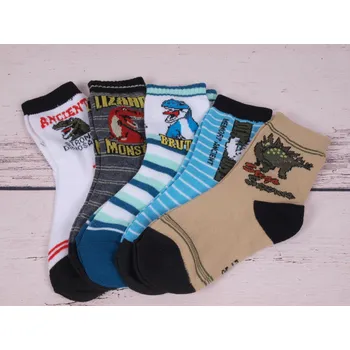 Ponožky Evona SADA 5 PÁRŮ s dinosaury velikosti ponožek: 18-20 ( EUR vel. 27-30)