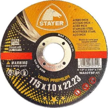 Řezný kotouč Kotouč řezný na kov PREMIUM T41, Ø 115 x 1 x 22,23 mm, 10 ks, STAYER