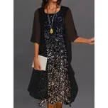 Večerní set 2v1 na léto šaty a šifonový kardigan Velikost: 4XL, Barva (Varianta): Černá