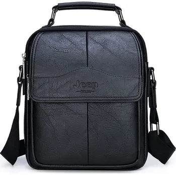 Pánska kožená taška multi-funkčný messenger taška Barva: 8808-Černá