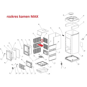 Krbová kamna La Nordica - Spodní deflektor spalin pro kamna TEA, MAX, SUPER MAX, GEMMA, GEMMA FORNO