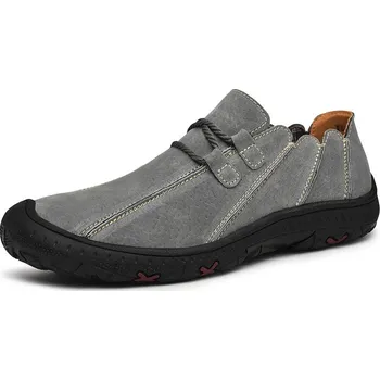 Pánské mokasíny Nazouvací pánské boty s provázkem a prošíváním Barva: Šedá, Velikost: 42