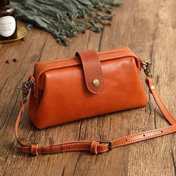 Dámská mini kožená kabelka Crossbody Bag Barva (Varianta): Oranžová